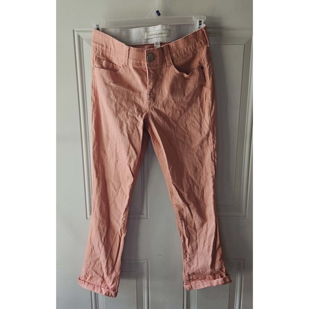 Vintage America Women's Peach‎ Slim Straight Jeans Size 2/26 Mid Rise Stretch